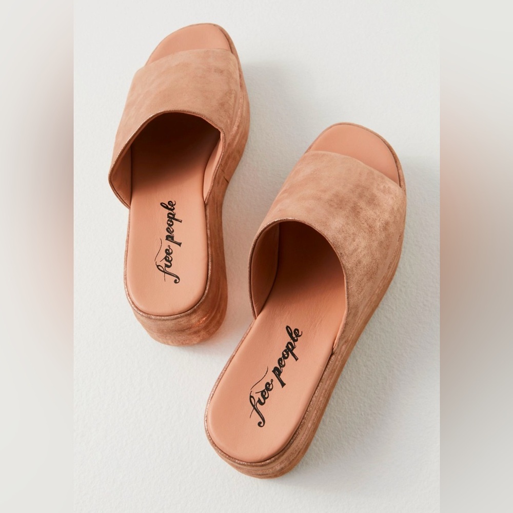 Free People Gold Platform Shoes with Plush Velvet Upper